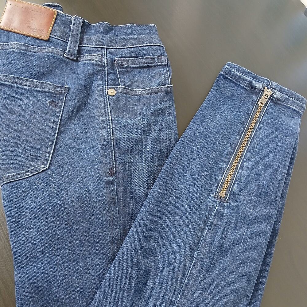 Madewell Skinny Skinny Ankle Zip Jeans size 27 med indigo blue mid-rise 28Wx29L - Picture 1 of 16